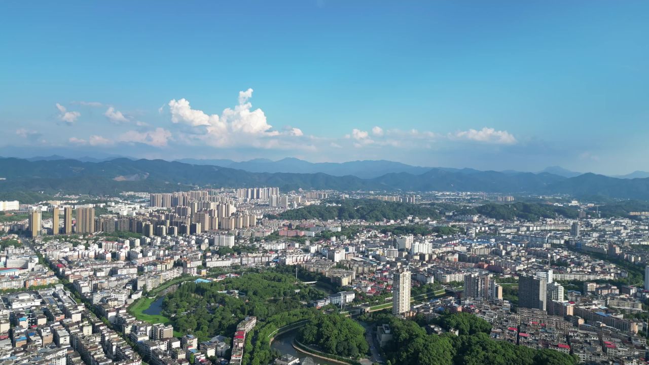 航拍江西萍乡城市天际线萍乡大景