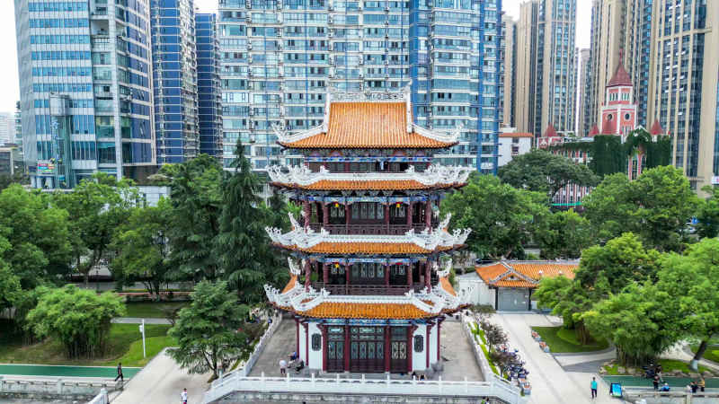 湖北宜昌城市风光航拍摄影图