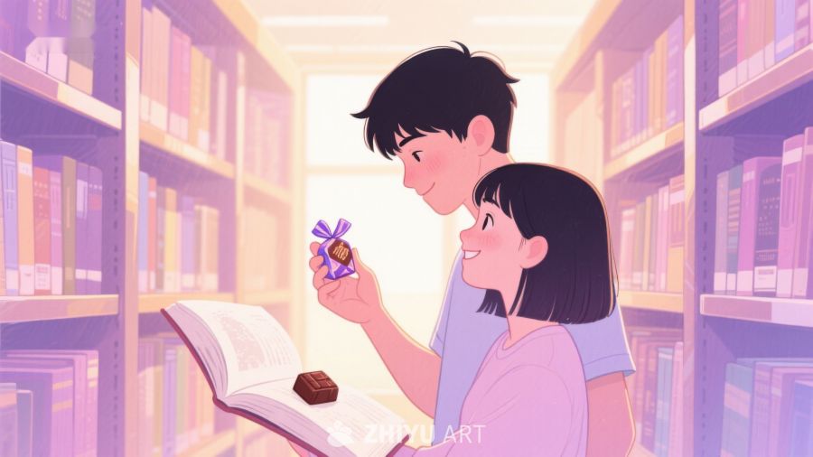 图书馆中分享阅读与巧克力的温馨时刻 313