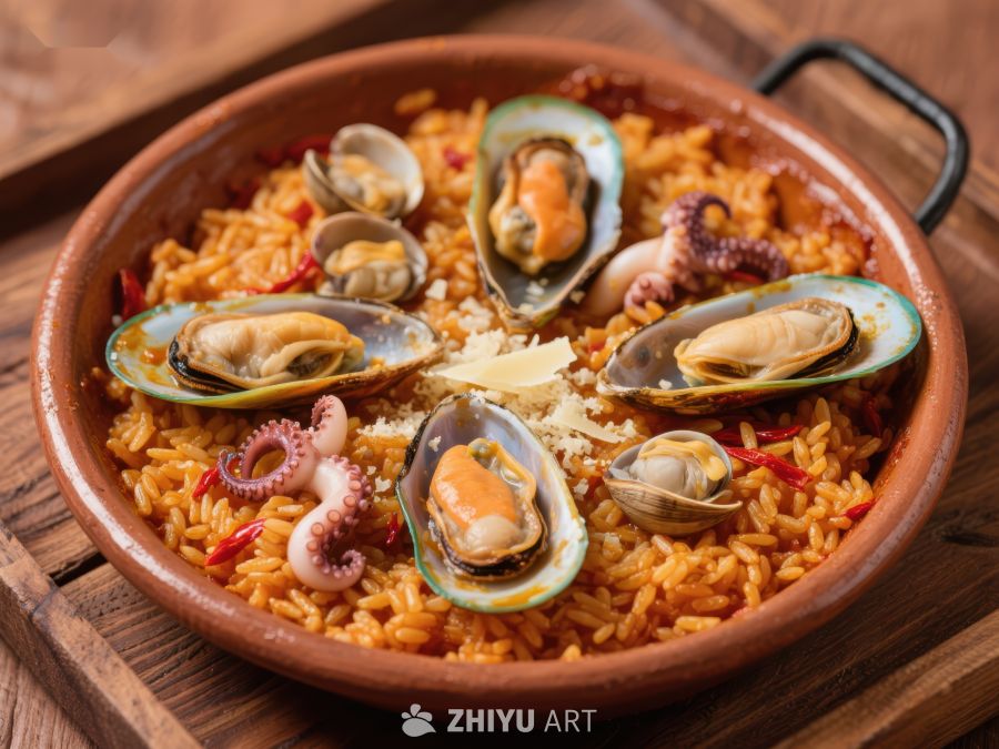 海鲜饭特写：色彩斑斓的美食 277
