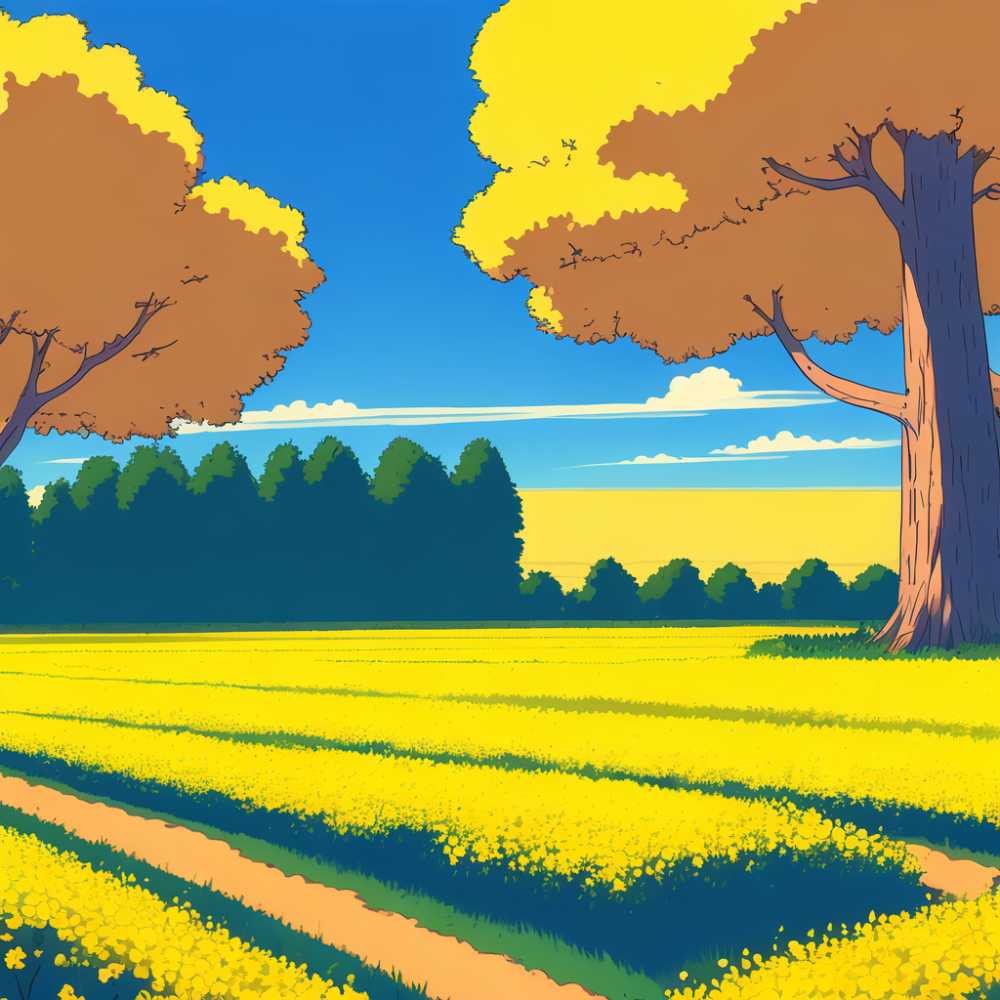 黄色插画风景简约