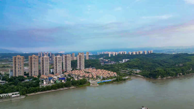 湖北宜昌城市风光航拍图 