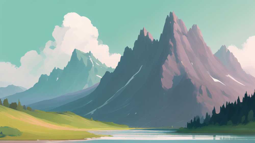 浅绿色山水画1