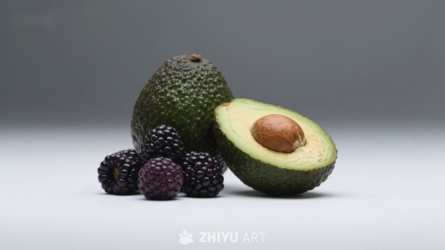 新鲜牛油果与黑莓的组合 861