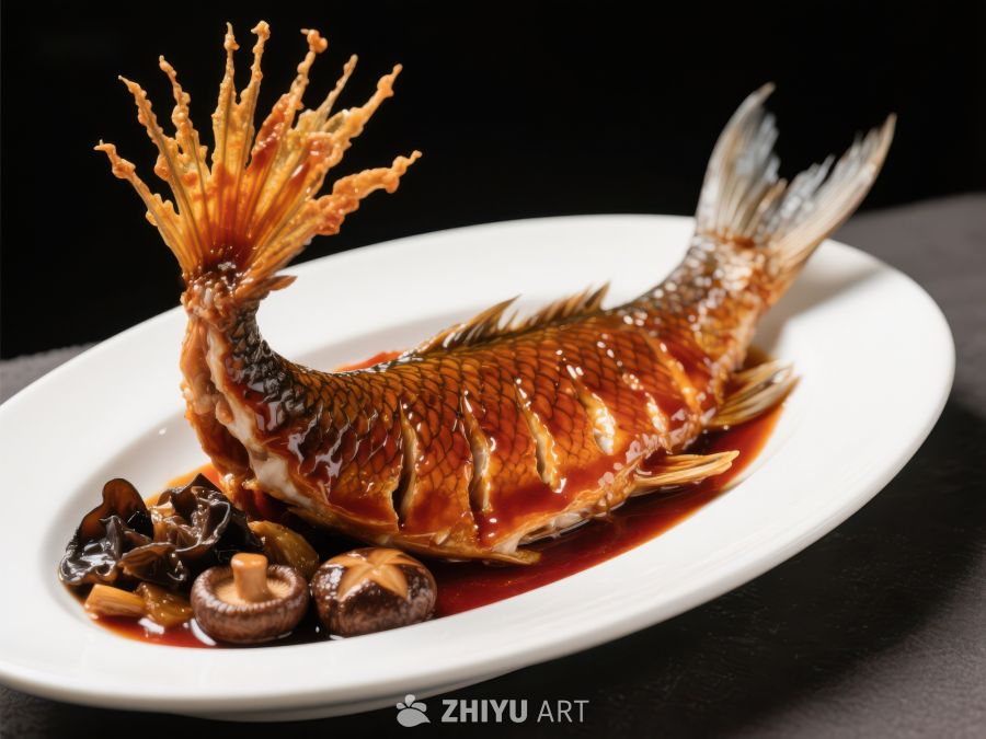 红烧鱼配香菇，精致摆盘 213