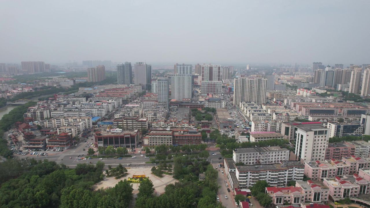 河北沧州城市风光地标建筑航拍  