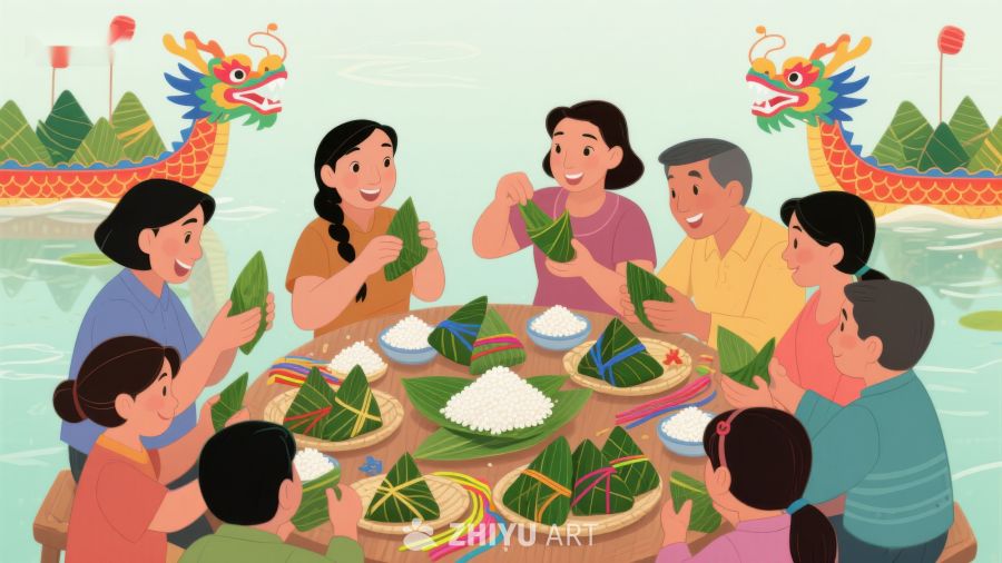 家人围桌包粽子，龙舟竞渡迎端午 192