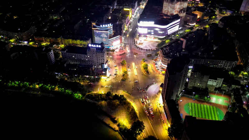 航拍江西九江夜景灯光