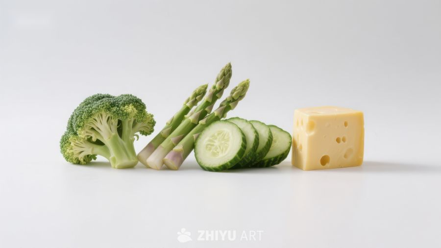 新鲜蔬菜与奶酪的组合