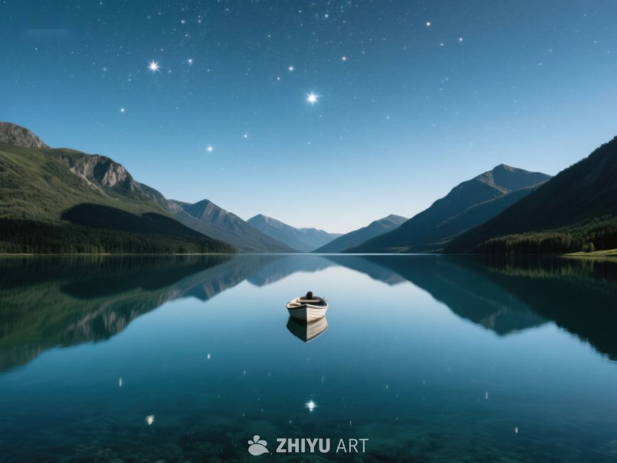星夜湖畔孤舟静谧 228