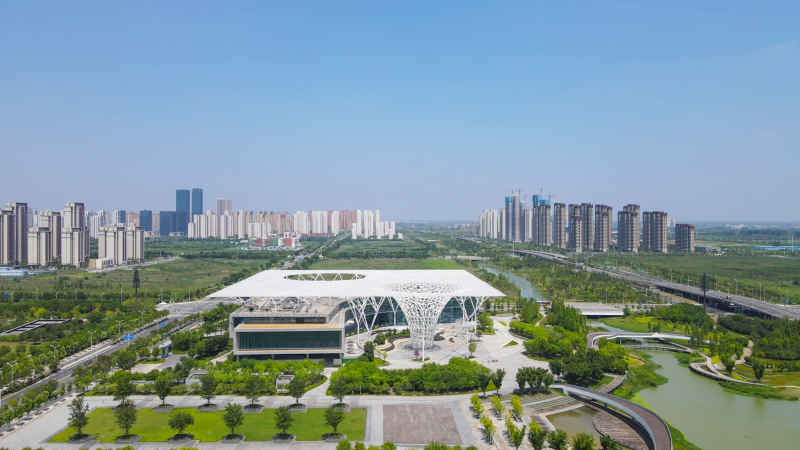 航拍湖北襄阳市文化艺术中心
