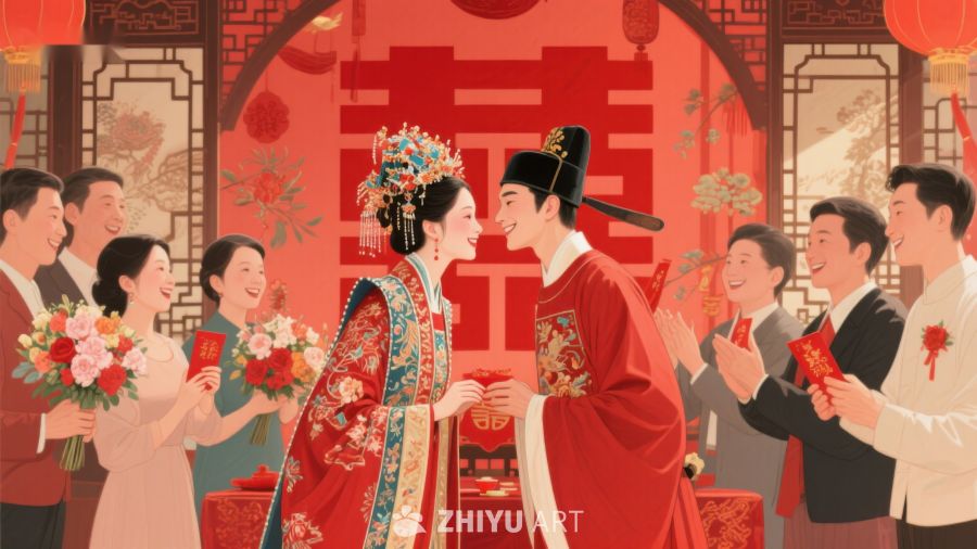 传统婚礼新人举杯共饮 48