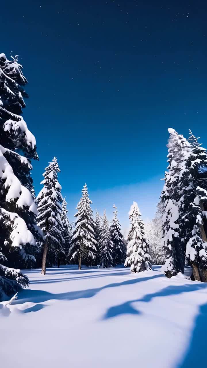 一个雪覆盖的森林，树木上覆盖着白雪，地面也是白雪覆