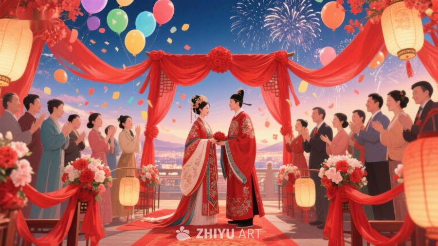 传统婚礼现场，新人喜结良缘 43