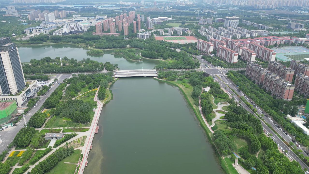 河南郑州城市风光地标建筑航拍 