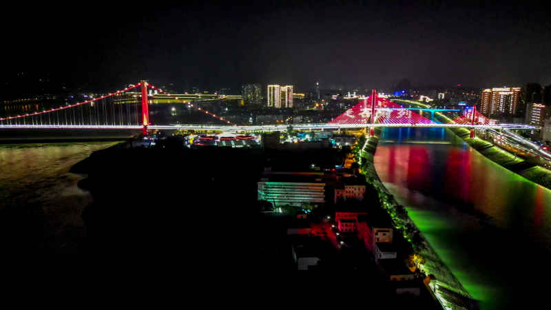 湖北宜昌城市风光航拍图 