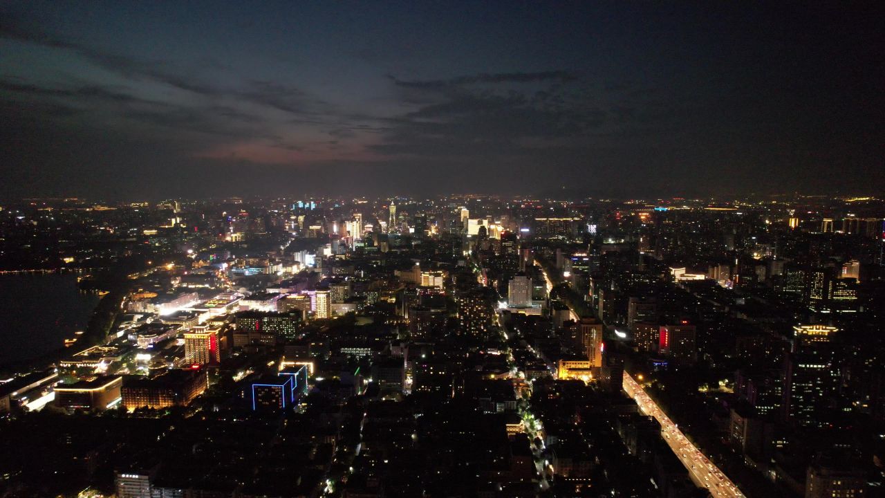 浙江杭州城市风光地标建筑航拍
