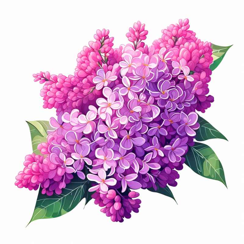 春季紫丁香扁平插画 12