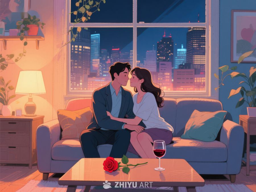 夜景窗前的浪漫时刻 926