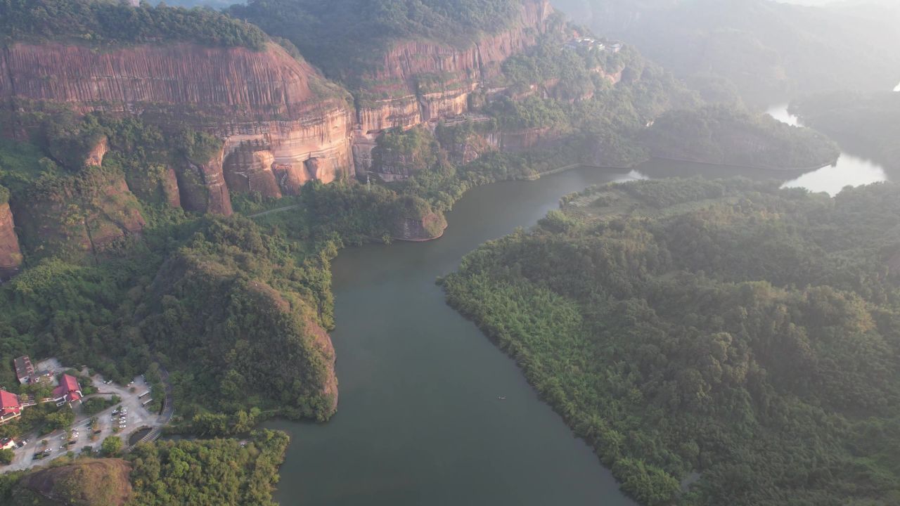 广东韶关丹霞山5A景区日出日落晚霞航拍 