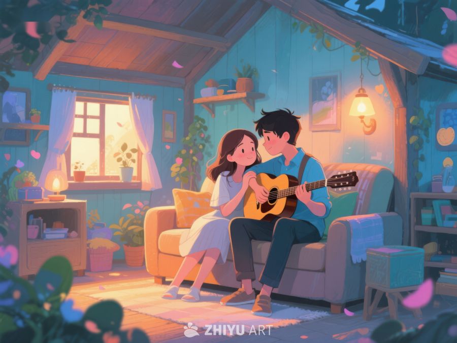温馨小屋中的吉他时光 810