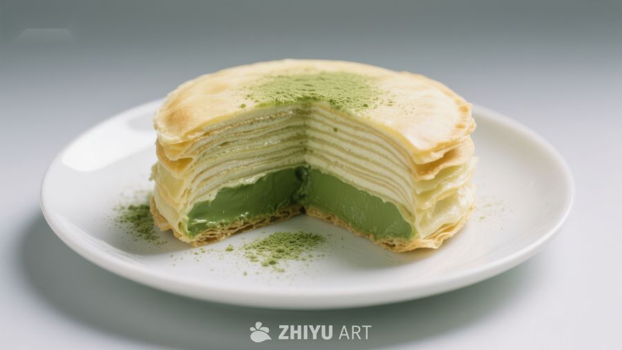 抹茶千层蛋糕，层次分明
