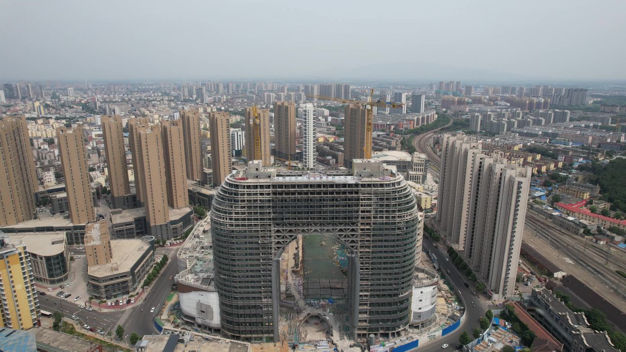 山东泰安城市风光航拍 