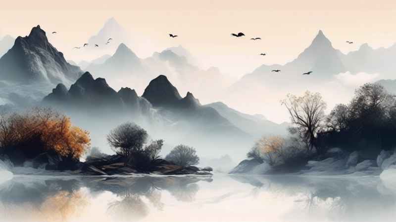 国潮山水插画风景图 25