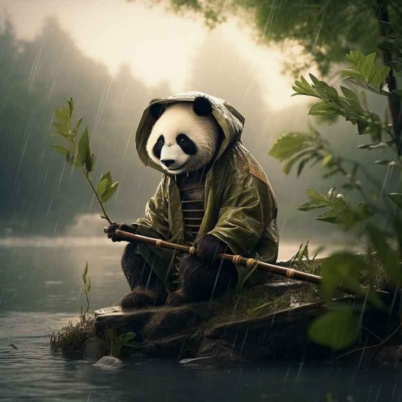 AIGC雨林熊猫