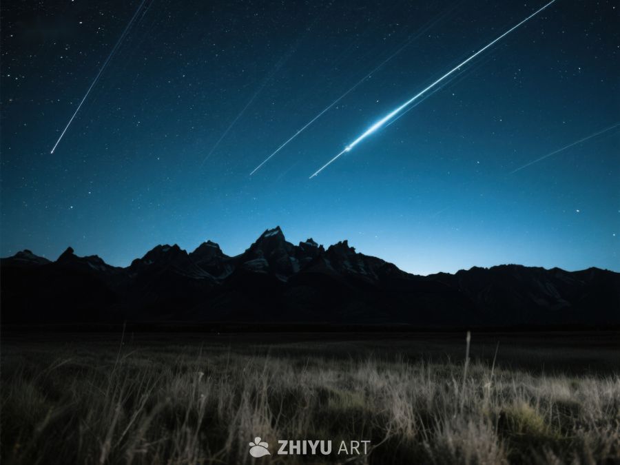 流星划过夜空，山峦静谧 51