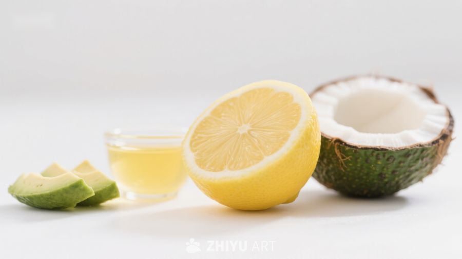 柠檬椰子与果汁的清新组合