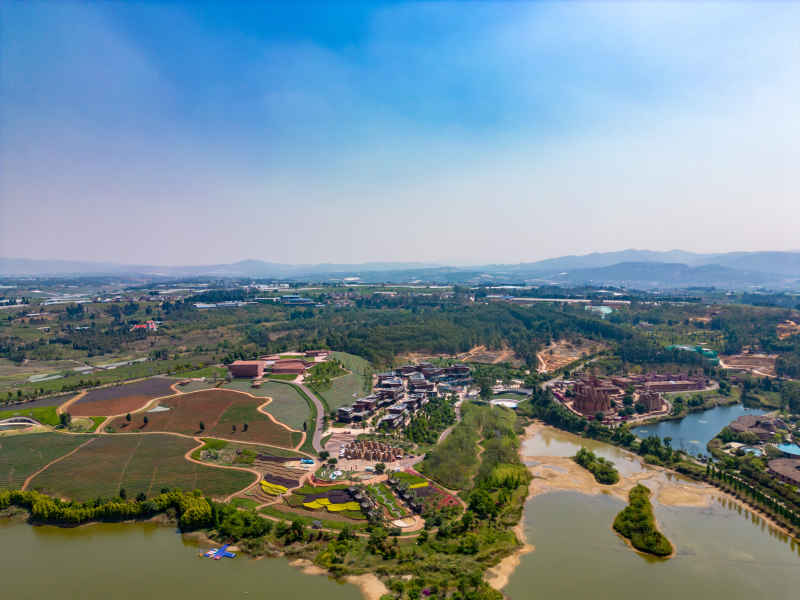 云南红河弥勒东方韵景区航拍 