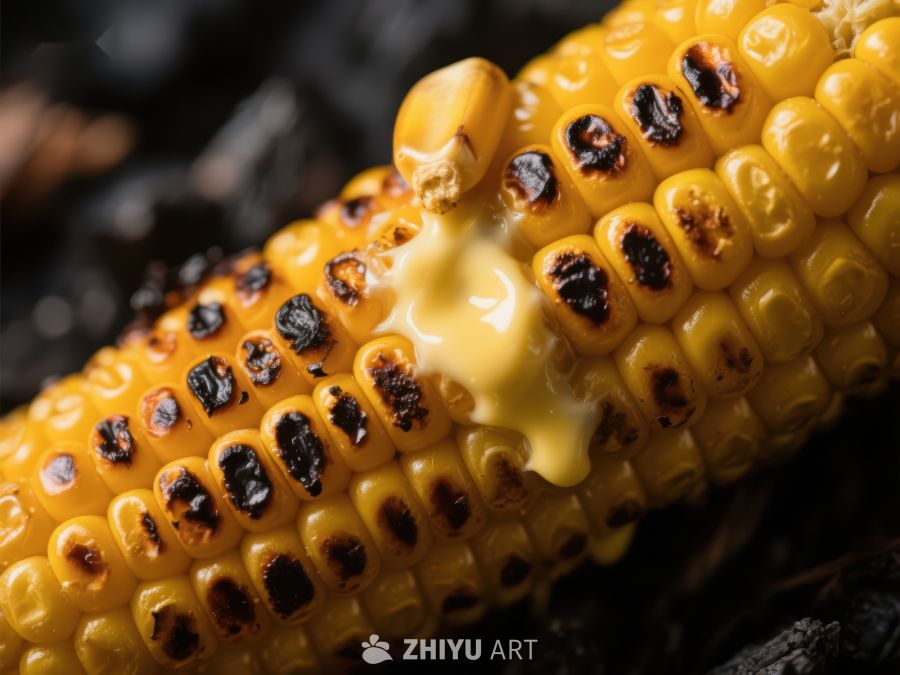 烤玉米配融化的黄油