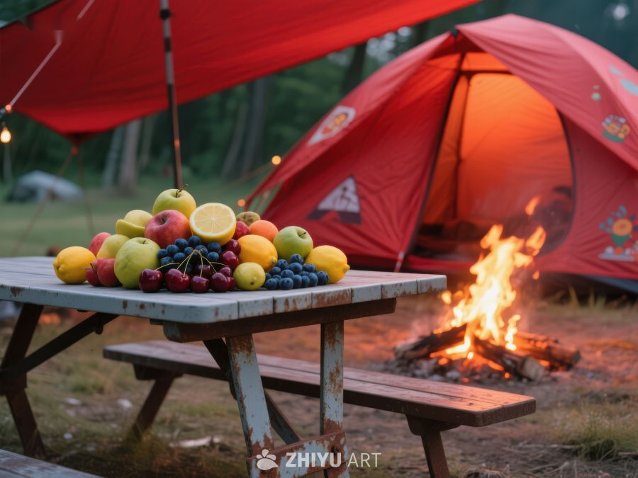 露营野餐：水果与篝火相伴 352