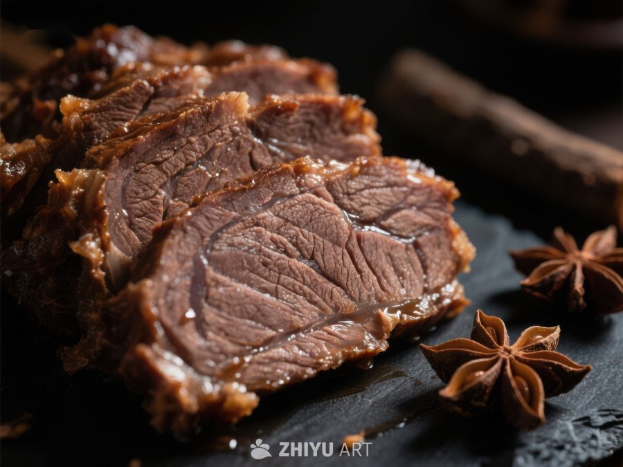 香嫩牛肉切片与八角装饰 1672