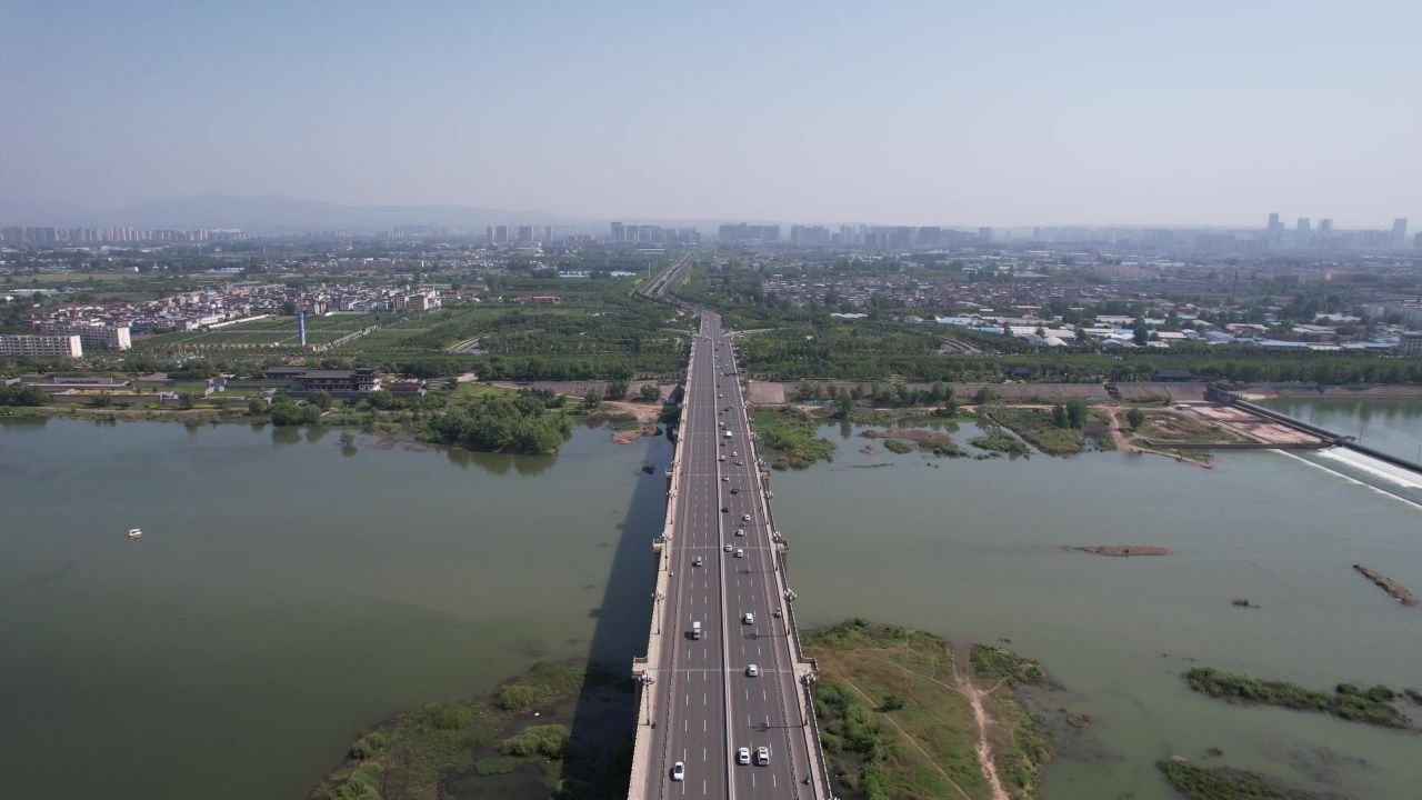 河南洛阳城市风光航拍 