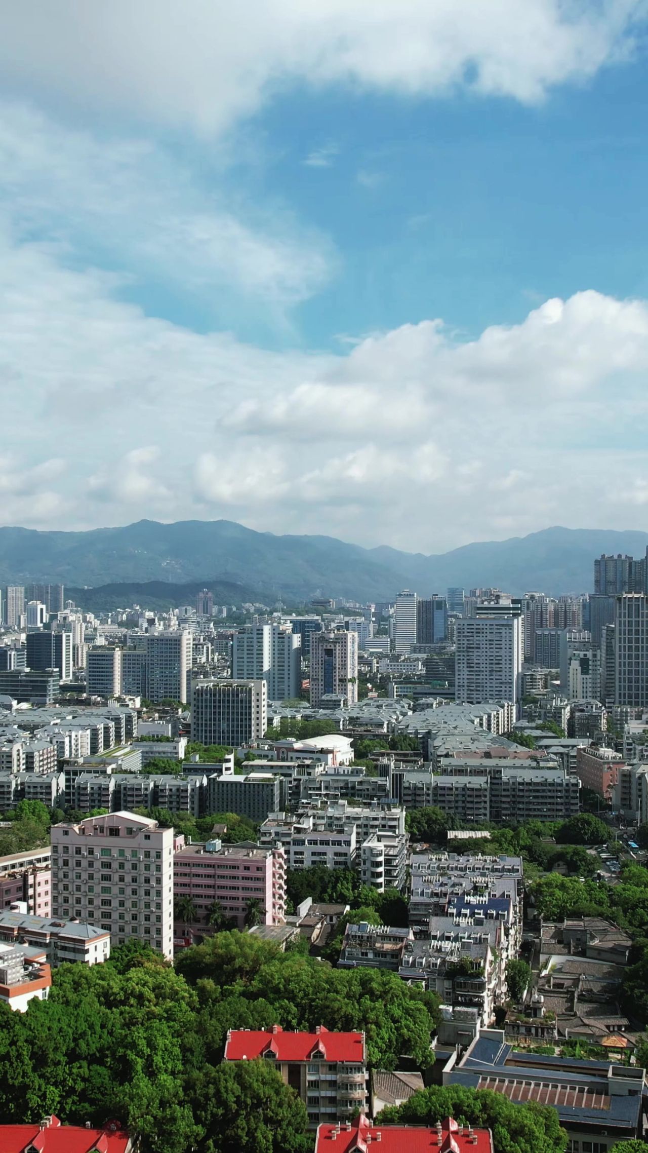 福建福州城市风光竖屏航拍 