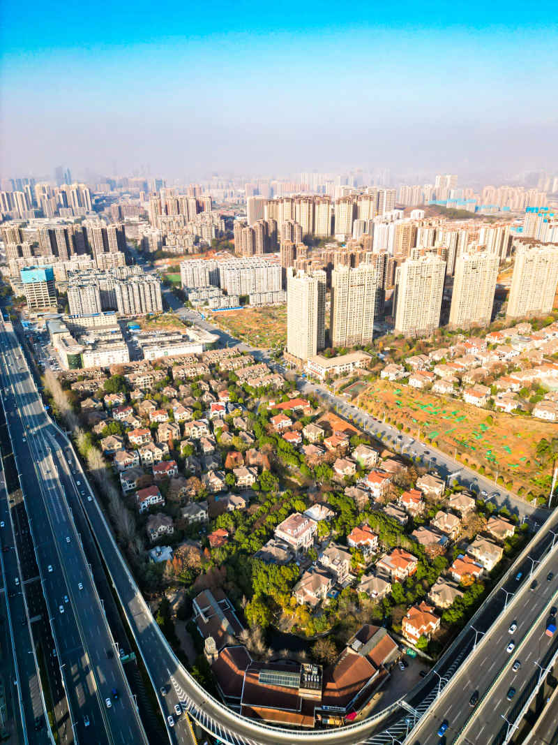 湖南长沙城市高架桥交通航拍摄影图