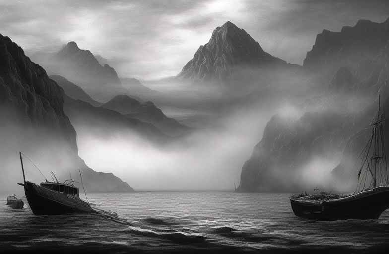 古风墨色山水画