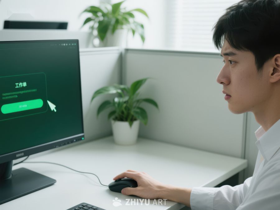 男子专注操作电脑屏幕 268