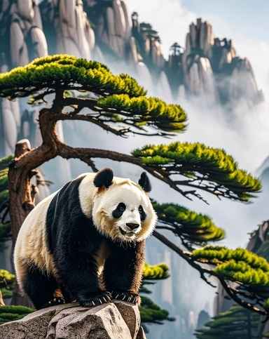 熊猫登黄山