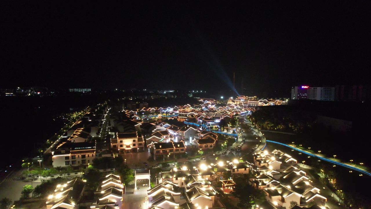 广西崇左太平古城夜景航拍 