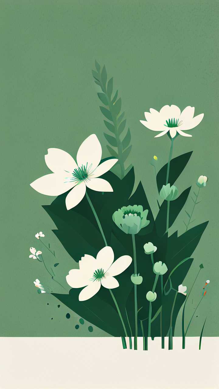 绿色小花花插画
