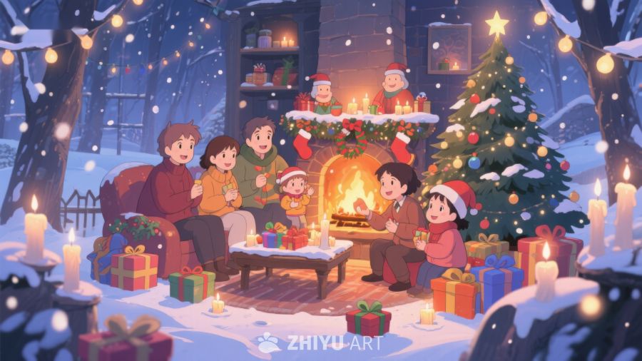 温馨圣诞夜，家人围炉共庆 312
