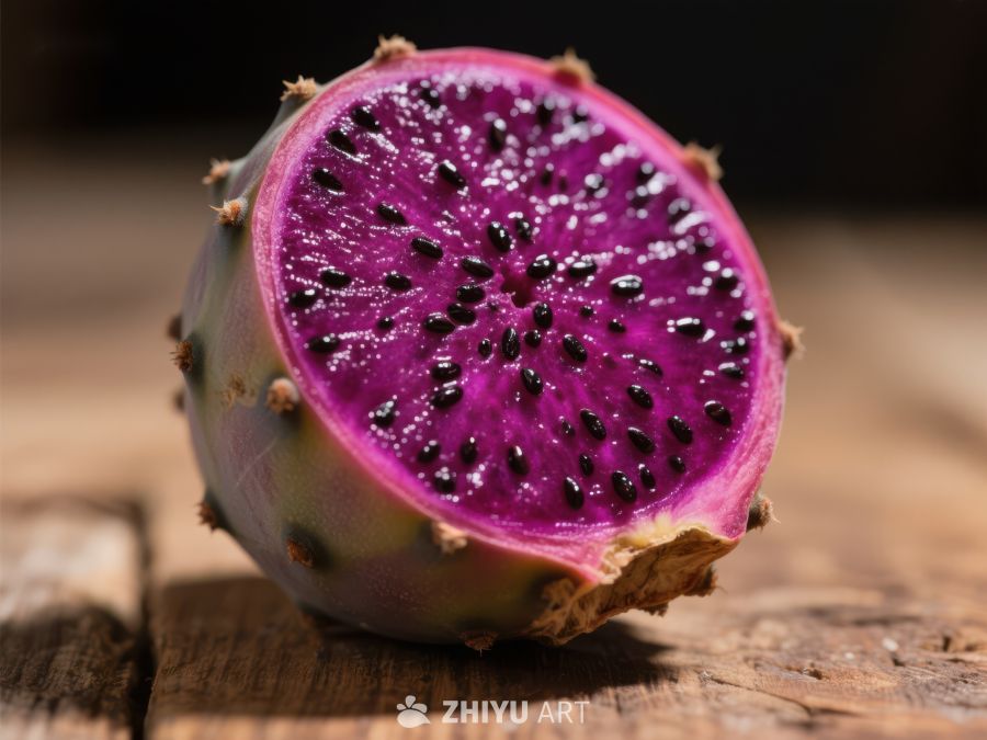 切开的火龙果展示鲜艳紫色果肉 362