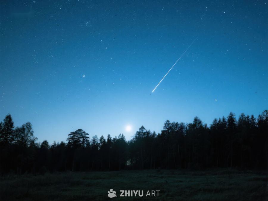 夜空流星划过森林 252