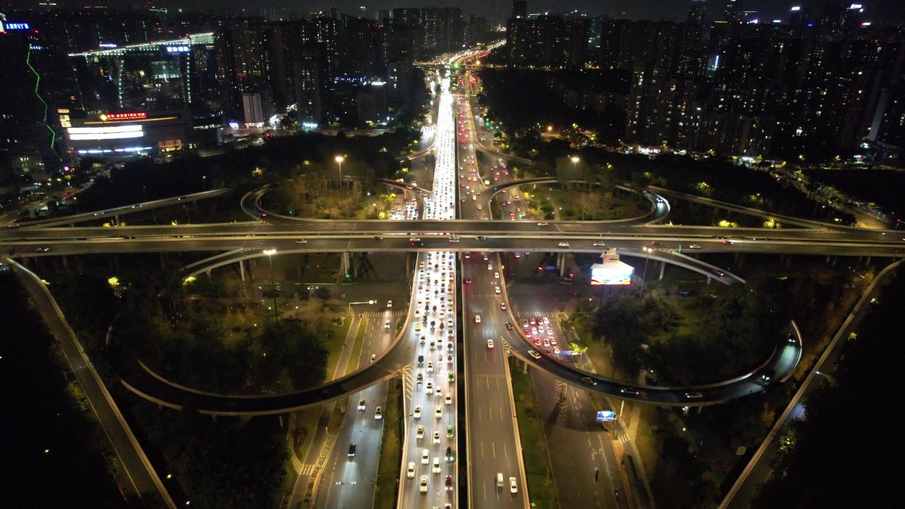 成都天府大道天府立交桥夜景