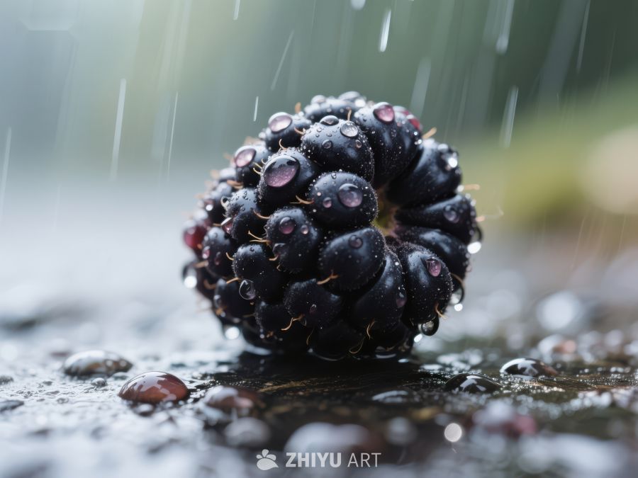 雨中黑莓，水珠点缀 776