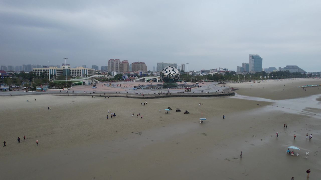 大海海洋沙滩广西北海银滩航拍