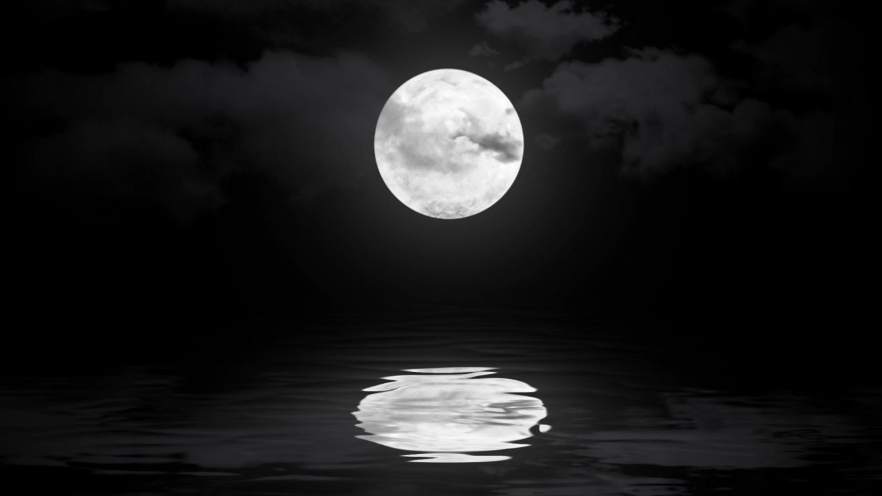 唯美大海上升月亮白月光蓝色夜空圆月明月大屏幕舞台LED视频  113